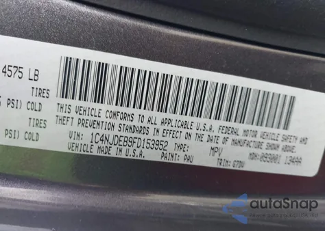 2015 Jeep Compass Latitude from USA, damaged, VIN 1C4NJDEB9FD153952